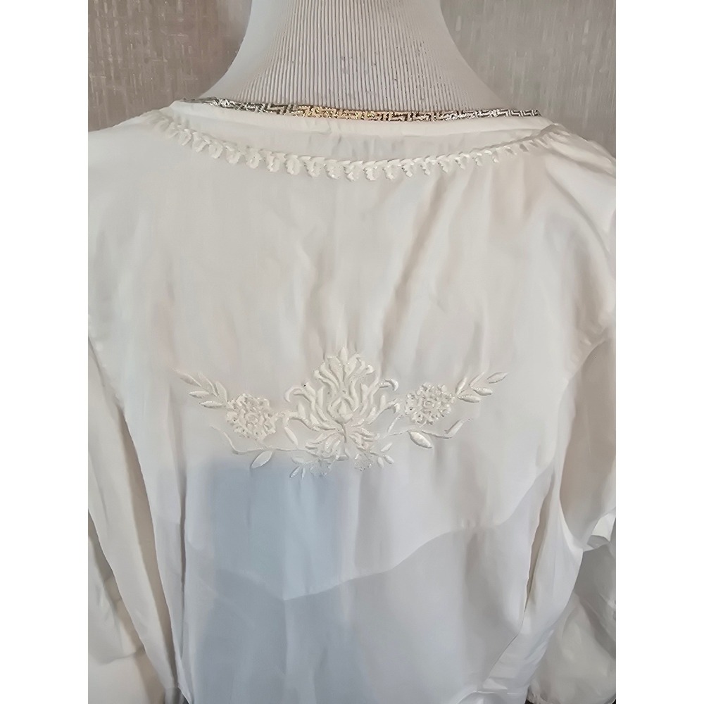 Soft Surroundings White Embroidered Cotton Tunic Top Metallic Gold Trim Size XL - Picture 5 of 16
